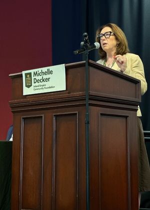 Michelle Decker, President & CEO, addresses the Regional Wildfire Resilience Task Force